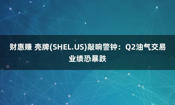 财惠赚 壳牌(SHEL.US)敲响警钟：Q2油气交易业绩恐暴跌